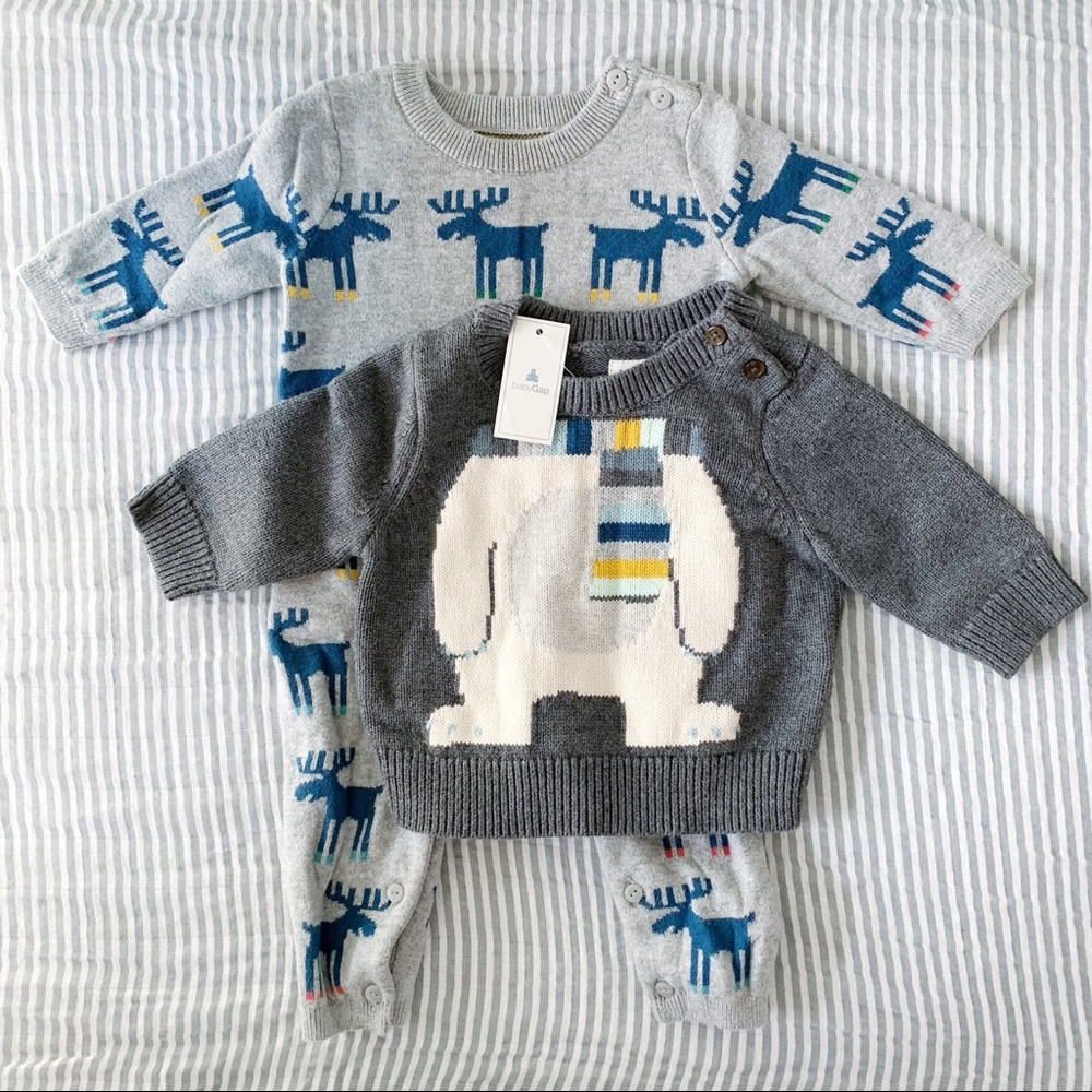 0-3 month Baby Gap sweater romper bundle